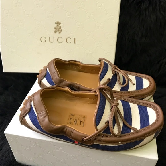 Gucci Other - 🏆Host Pick🏆 Gucci Boy’s Stripped Canvas Loafer